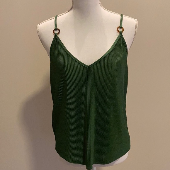 BCBGeneration Women's Fitted Tank Top - Spaghetti Strap, Square Neck, Smocked Bodice, Stretchy Blend